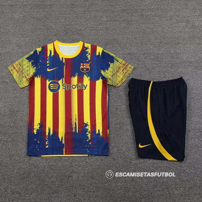 Chandal del Barcelona Manga Corta 23-24 Amarillo y Azul - Pantalon Corto